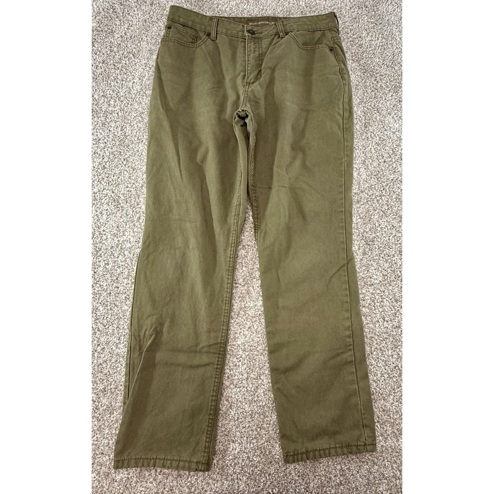 Bit & Bridle Flannel Lined Jeans Olive Green Women's Size 12 Inseam 28 Pants